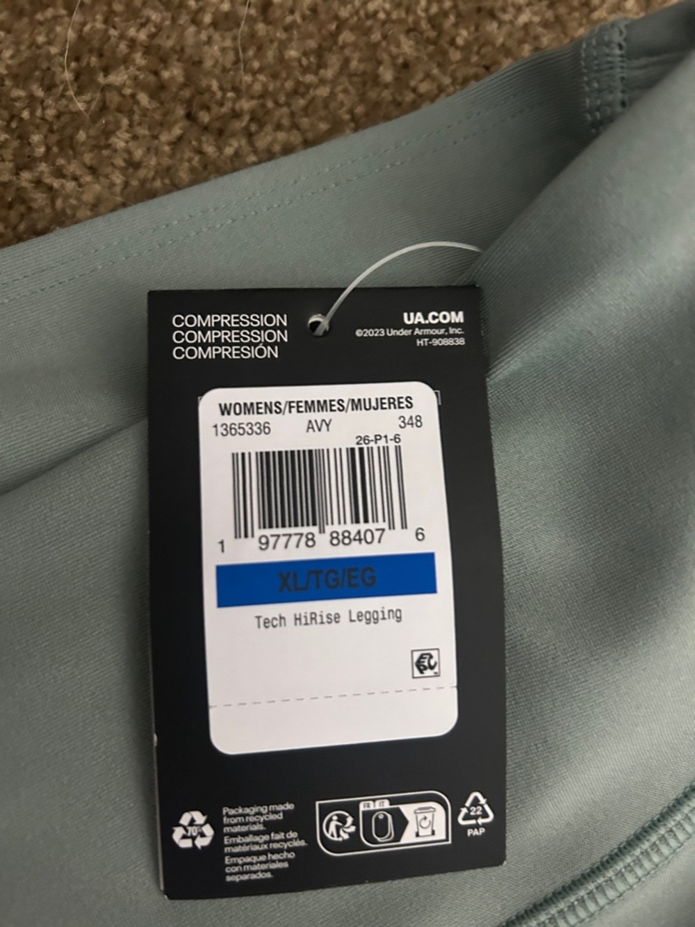 Under Armour Women's Leggings - Sage Green & Navy Blue selling as a set of 2 - Picture 2 of 3